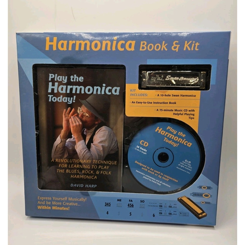 Vintage Swan Harmonica, Book, And CD Kit - NEW IN BOX